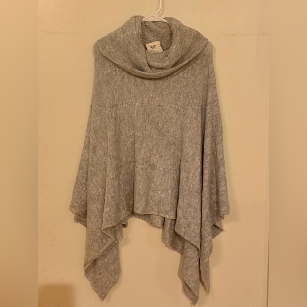 Cost Plus World Market Soft Gray Knit cowl neck poncho sweater